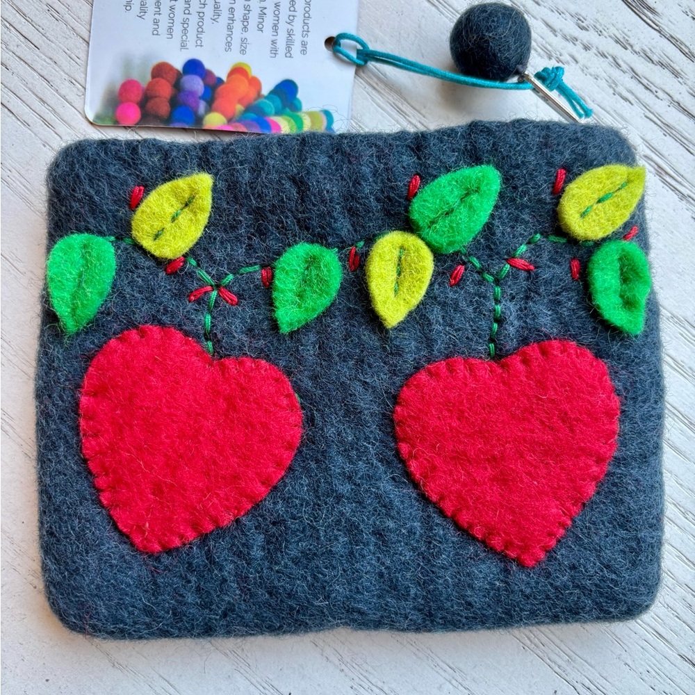 BNB hearts zippered wool clutch